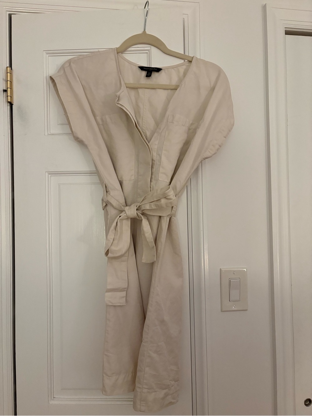 Banana Republic Cream Tie-Waist Jumpsuit